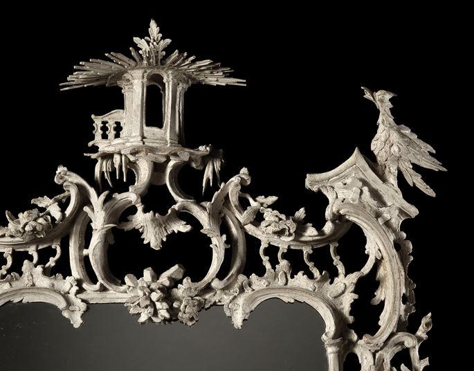 A rare Chippendale period carved and painted mirror. Retaining its original white painted decoration | MasterArt